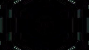 3D animasyon güzel video renkli soyut parlak ışık enerjisi 4K düz çizgi dalgaları merkezde yuvarlak ışık efekti, siyah arkaplan