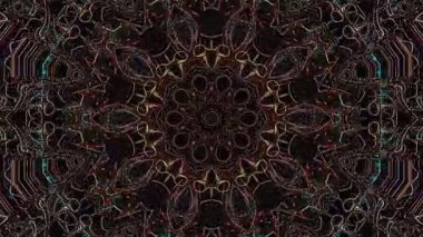3D animasyon güzel video renkli soyut parlak ışık enerjisi 4K düz çizgi dalgaları merkezde yuvarlak ışık efekti, siyah arkaplan