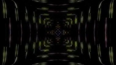 3D soyut parlak çizgiler, dalga, renkli, siyah arkaplan