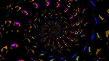 3D animasyon güzel video renkli soyut parlak ışık enerjisi 4K düz çizgi dalgaları merkezde yuvarlak ışık efekti, siyah arkaplan