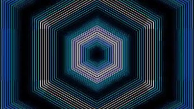 3D animasyon güzel video renkli soyut parlak ışık enerjisi 4K düz çizgi dalgaları merkezde yuvarlak ışık efekti, siyah arkaplan