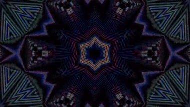 3D Animated digital abstract. Colorful curved and circular lines on black background, seamless loop