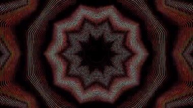 3D Animated digital abstract. Colorful curved and circular lines on black background, seamless loop