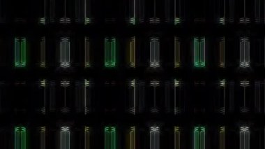 3D soyut parlak çizgiler, dalga, renkli, siyah arkaplan