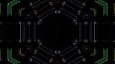 3D animasyon güzel video renkli soyut parlak ışık enerjisi 4K düz çizgi dalgaları merkezde yuvarlak ışık efekti, siyah arkaplan