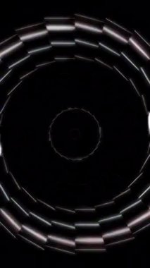 3D animasyon güzel video renkli soyut parlak ışık enerjisi 4K düz çizgi dalgaları merkezde yuvarlak ışık efekti, siyah arkaplan