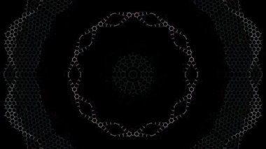 3D animasyon güzel video renkli soyut parlak ışık enerjisi 4K düz çizgi dalgaları merkezde yuvarlak ışık efekti, siyah arkaplan