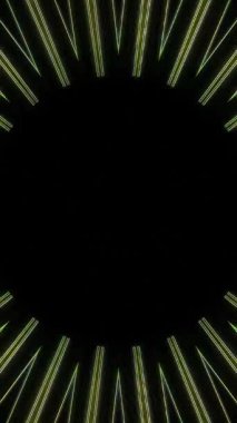 3D animasyon güzel video renkli soyut parlak ışık enerjisi 4K düz çizgi dalgaları merkezde yuvarlak ışık efekti, siyah arkaplan