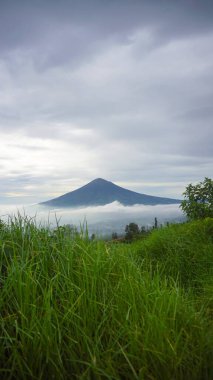 Güzel bir sabah manzarası, beyaz bulutlar denizi, dağ manzarası