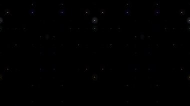 3D shining bright dots set colorful line wave motion, on black background