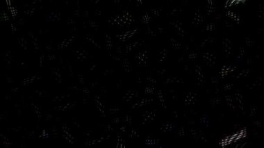 3D shining bright dots set colorful line wave motion, on black background