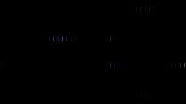 3D shining bright dots set colorful line wave motion, on black background