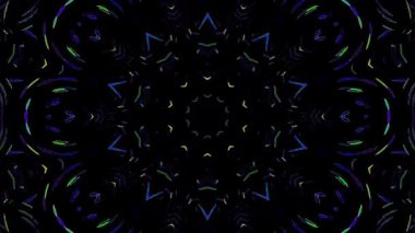 3D animasyon güzel video renkli soyut parlak ışık enerjisi 4K düz çizgi dalgaları merkezde yuvarlak ışık efekti, siyah arkaplan