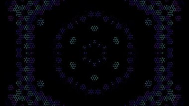 3D animasyon güzel video renkli soyut parlak ışık enerjisi 4K düz çizgi dalgaları merkezde yuvarlak ışık efekti, siyah arkaplan