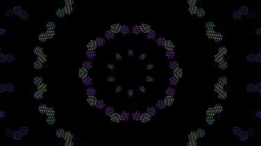 3D animasyon güzel video renkli soyut parlak ışık enerjisi 4K düz çizgi dalgaları merkezde yuvarlak ışık efekti, siyah arkaplan