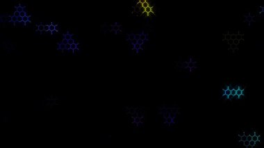 3D soyut parlak çizgiler, dalga, renkli, siyah arkaplan