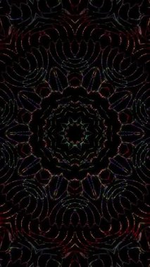 3D animasyon dikey güzel video soyut parlak ışık enerjisi 4K soyut çizgiler merkezde parlayan renkli ışık, siyah arkaplan