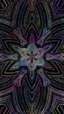3D animation vertical beautiful video colorful abstract bright light energy 4K of smooth lines waves glittering light effect on black background
