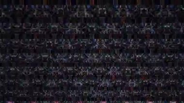 güzel renkli video soyut parlak ışık enerjisi 4K düz çizgi dalgaları siyah arkaplan üzerinde parıldayan ışık etkisi