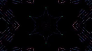 3D animasyon güzel video renkli soyut parlak ışık enerjisi 4K düz çizgi dalgaları merkezde yuvarlak ışık efekti, siyah arkaplan