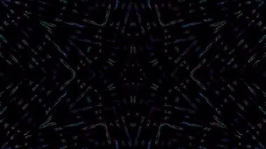 3D animasyon güzel video renkli soyut parlak ışık enerjisi 4K düz çizgi dalgaları merkezde yuvarlak ışık efekti, siyah arkaplan
