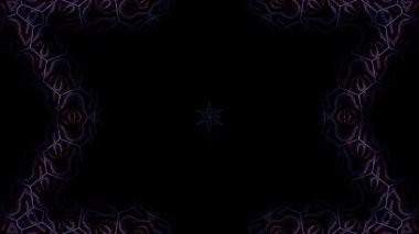 3D animasyon güzel video renkli soyut parlak ışık enerjisi 4K düz çizgi dalgaları merkezde yuvarlak ışık efekti, siyah arkaplan