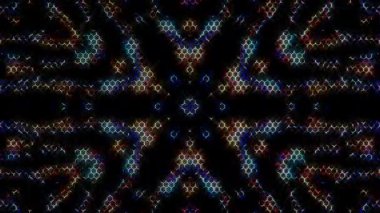 3D animasyon güzel video renkli soyut parlak ışık enerjisi 4K düz çizgi dalgaları merkezde yuvarlak ışık efekti, siyah arkaplan