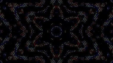 3D animasyon güzel video renkli soyut parlak ışık enerjisi 4K düz çizgi dalgaları merkezde yuvarlak ışık efekti, siyah arkaplan