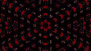 3D animasyon güzel video renkli soyut parlak ışık enerjisi 4K düz çizgi dalgaları merkezde yuvarlak ışık efekti, siyah arkaplan