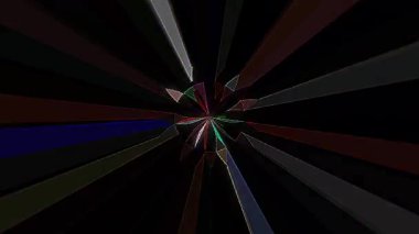 3D animasyon güzel video renkli soyut parlak ışık enerjisi 4K düz çizgi dalgaları merkezde yuvarlak ışık efekti, siyah arkaplan