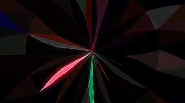 3D animasyon güzel video renkli soyut parlak ışık enerjisi 4K düz çizgi dalgaları merkezde yuvarlak ışık efekti, siyah arkaplan