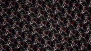 3D soyut parlak çizgiler dalga, renkli, parlak ışık enerjisi düz çizgilerin 4K 'sı siyah arkaplan üzerinde parıldayan ışık efekti