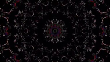 3D animasyon güzel video renkli soyut parlak ışık enerjisi 4K düz çizgi dalgaları merkezde yuvarlak ışık efekti, siyah arkaplan