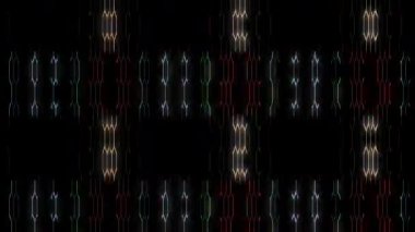 3D soyut parlak çizgiler dalga, renkli, parlak ışık enerjisi düz çizgilerin 4K 'sı siyah arkaplan üzerinde parıldayan ışık efekti