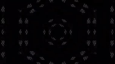 3D animasyon güzel video renkli soyut parlak ışık enerjisi 4K düz çizgi dalgaları merkezde yuvarlak ışık efekti, siyah arkaplan