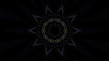 3D animasyon güzel video renkli soyut parlak ışık enerjisi 4K düz çizgi dalgaları merkezde yuvarlak ışık efekti, siyah arkaplan