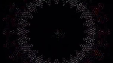 3D animasyon güzel video renkli soyut parlak ışık enerjisi 4K düz çizgi dalgaları merkezde yuvarlak ışık efekti, siyah arkaplan