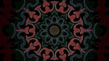 3D animasyon güzel video renkli soyut parlak ışık enerjisi 4K düz çizgi dalgaları merkezde yuvarlak ışık efekti, siyah arkaplan