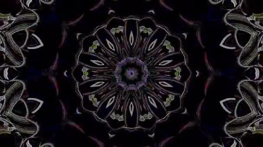 3D animasyon güzel video renkli soyut parlak ışık enerjisi 4K düz çizgi dalgaları merkezde yuvarlak ışık efekti, siyah arkaplan