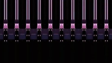 güzel renkli video soyut parlak ışık enerjisi 4K düz çizgi dalgaları siyah arkaplan üzerinde parıldayan ışık etkisi