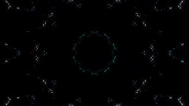 3D animasyon güzel video renkli soyut parlak ışık enerjisi 4K düz çizgi dalgaları merkezde yuvarlak ışık efekti, siyah arkaplan