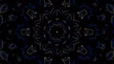 3D animasyon güzel video renkli soyut parlak ışık enerjisi 4K düz çizgi dalgaları merkezde yuvarlak ışık efekti, siyah arkaplan