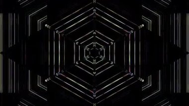 3D animasyon güzel video renkli soyut parlak ışık enerjisi 4K düz çizgi dalgaları merkezde yuvarlak ışık efekti, siyah arkaplan