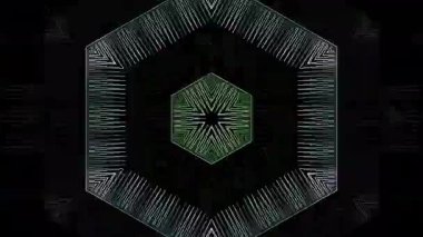 3D animasyon güzel video renkli soyut parlak ışık enerjisi 4K düz çizgi dalgaları merkezde yuvarlak ışık efekti, siyah arkaplan