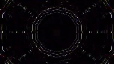 3D animasyon güzel video renkli soyut parlak ışık enerjisi 4K düz çizgi dalgaları merkezde yuvarlak ışık efekti, siyah arkaplan