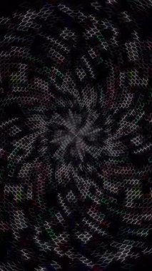 3D animasyon dikey güzel video soyut parlak ışık enerjisi 4K soyut çizgiler merkezde parlayan renkli ışık, siyah arkaplan