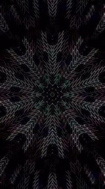 3D animasyon dikey güzel video soyut parlak ışık enerjisi 4K soyut çizgiler merkezde parlayan renkli ışık, siyah arkaplan