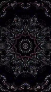 3D animasyon dikey güzel video soyut parlak ışık enerjisi 4K soyut çizgiler merkezde parlayan renkli ışık, siyah arkaplan