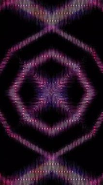 3D animasyon dikey güzel video soyut parlak ışık enerjisi 4K soyut çizgiler merkezde parlayan renkli ışık, siyah arkaplan