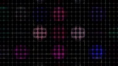 güzel renkli video soyut parlak ışık enerjisi 4K düz çizgi dalgaları siyah arkaplan üzerinde parıldayan ışık etkisi